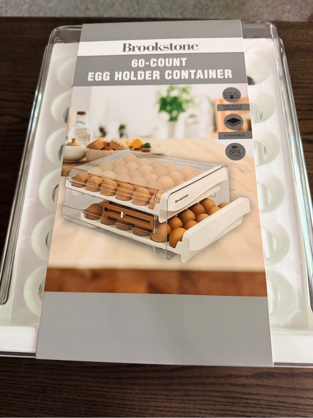 Brookstone White Clear 60-Egg Stackable Refrigerator Organizer